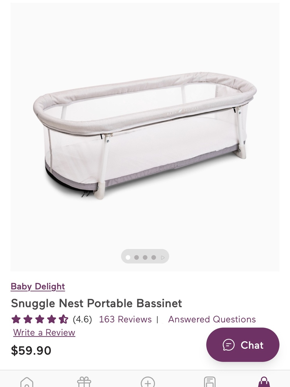Baby delight Snuggle Nest Portable Bassinet in Light Gray